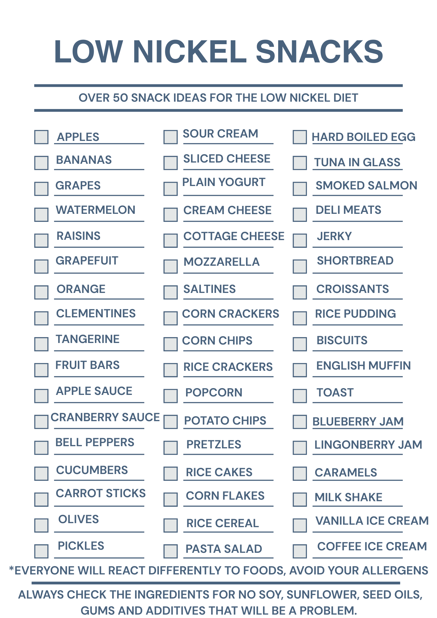 Free Snack List